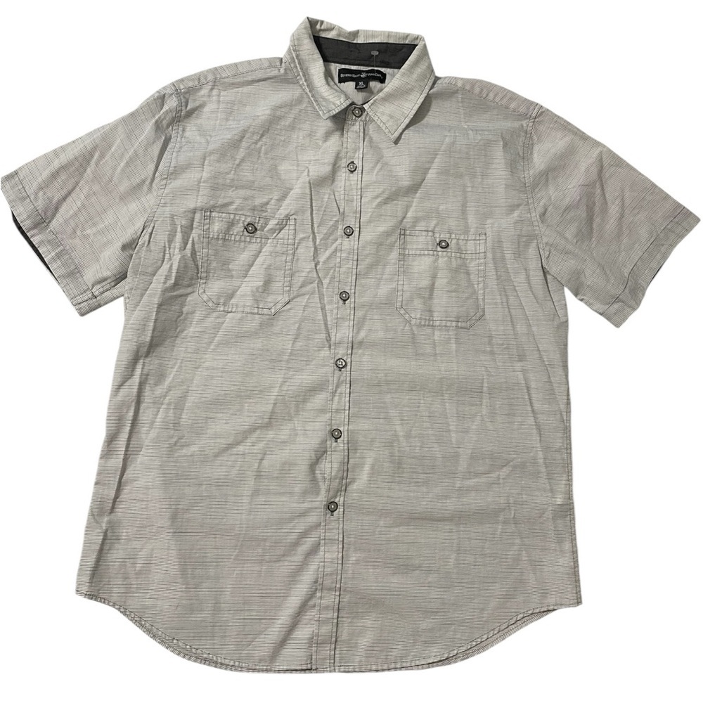 Beverly Hills Polo Club Men's XL Light Gray Stripe Button Up Shirt